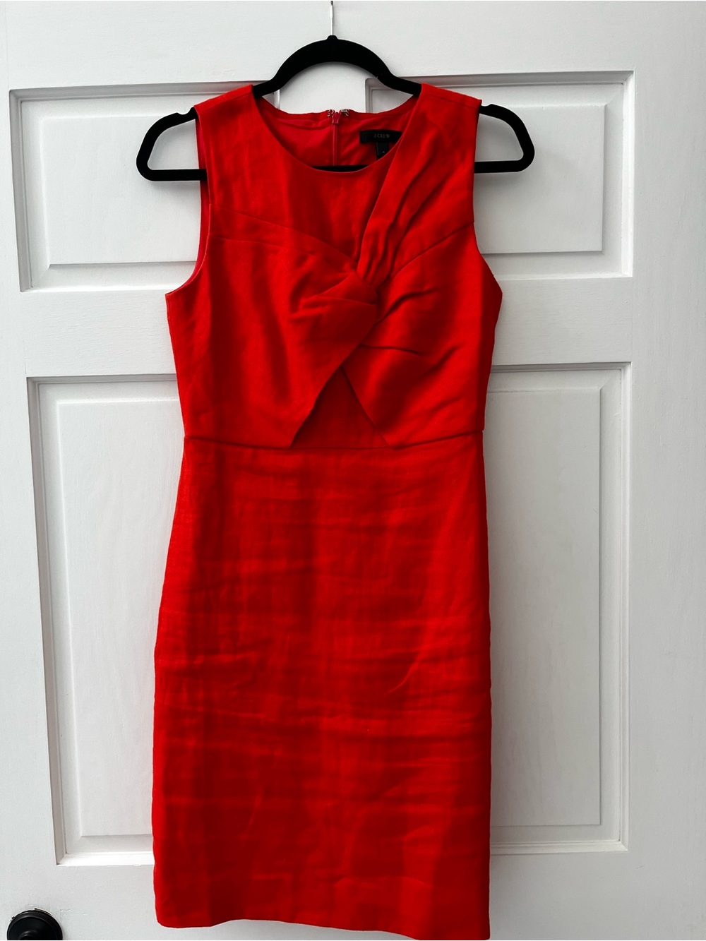 J CREW Orange Linen Sleeveless Sheath Dress with Front Twist Detail